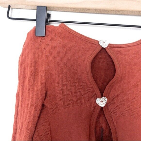 Poster Girl Mira Cutout Top OS Burnt Henna Chocolate Brown Ostrich Feathers Crop - Picture 4 of 7